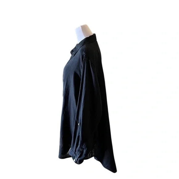 Sigrid Olsen Black Linen Button Shirt Size 3X - Picture 4 of 8